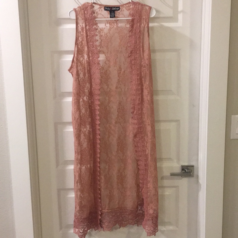Salmon Pink Lace Vest